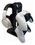 Suporte Gamer 2 Controles PS5/Xbox + Headset Fone – Organizador Vertical Universal