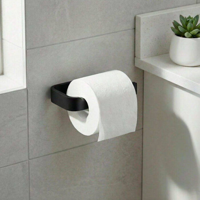 Suporte Papel Higiênico Adesivo de Parede sem Furos – Preto/Branco