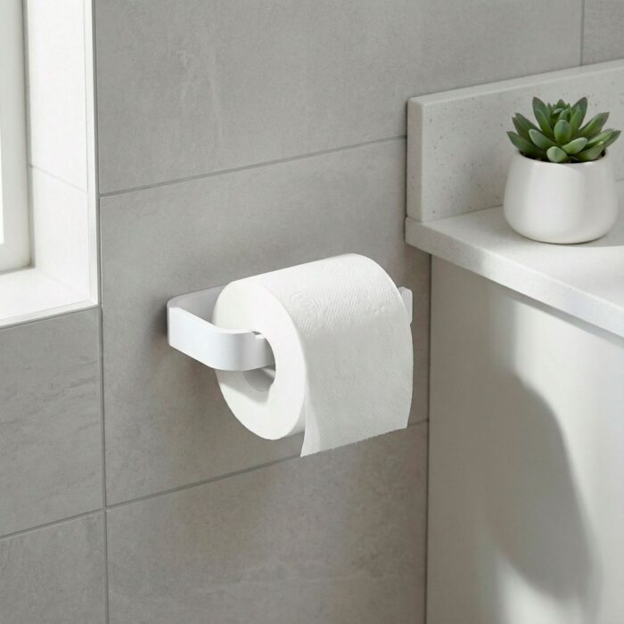 Suporte Papel Higiênico Adesivo de Parede sem Furos – Preto/Branco